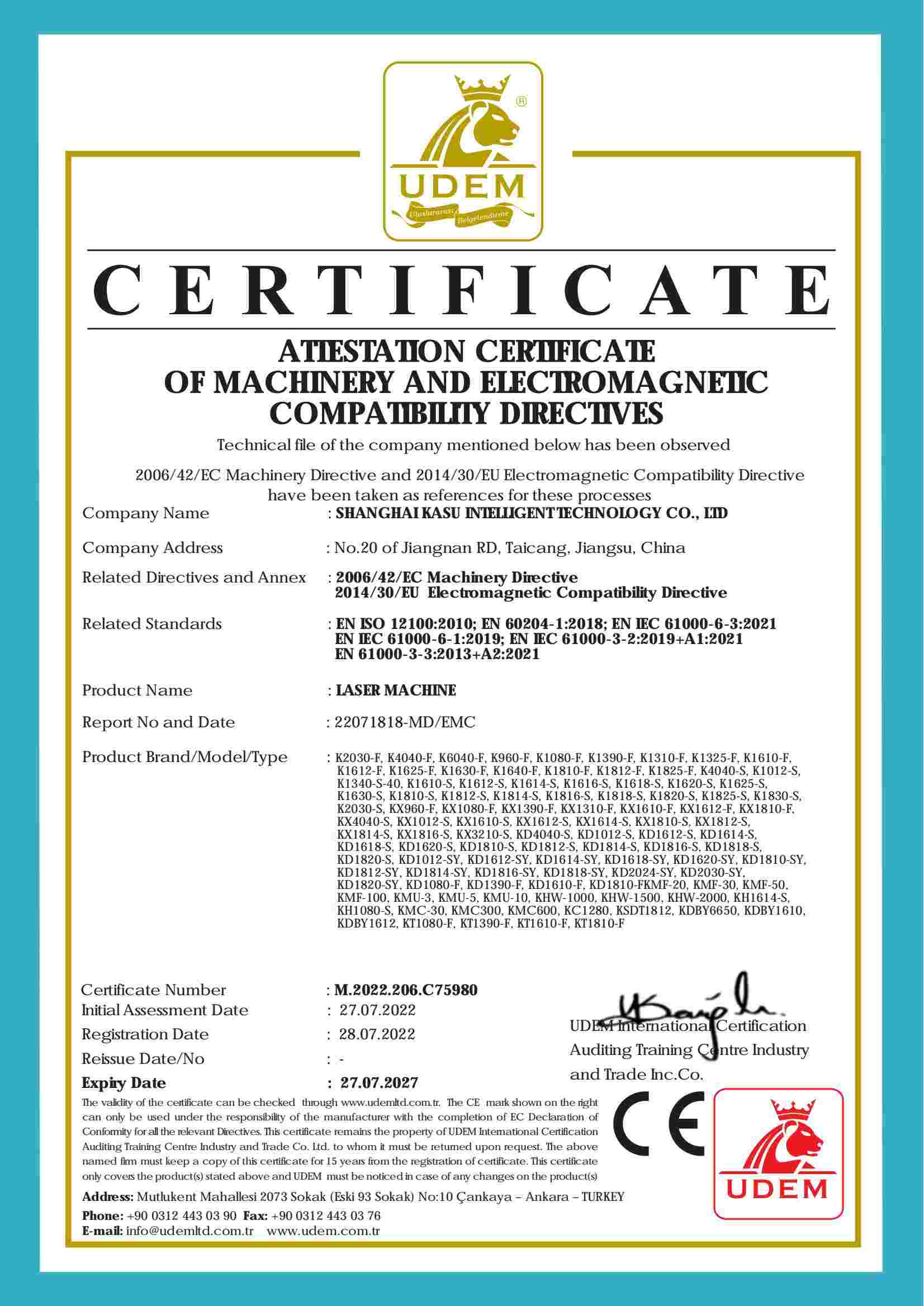 CE Certificate- KASU Laser