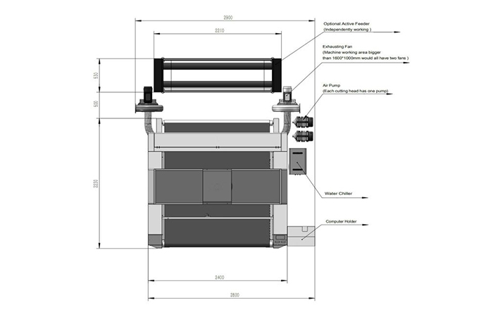 recommended layout of KASU Laser kd series laser cutting machine with top camera 11