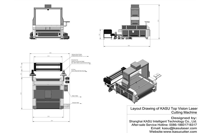 recommended layout of KASU Laser kd series laser cutting machine with top camera